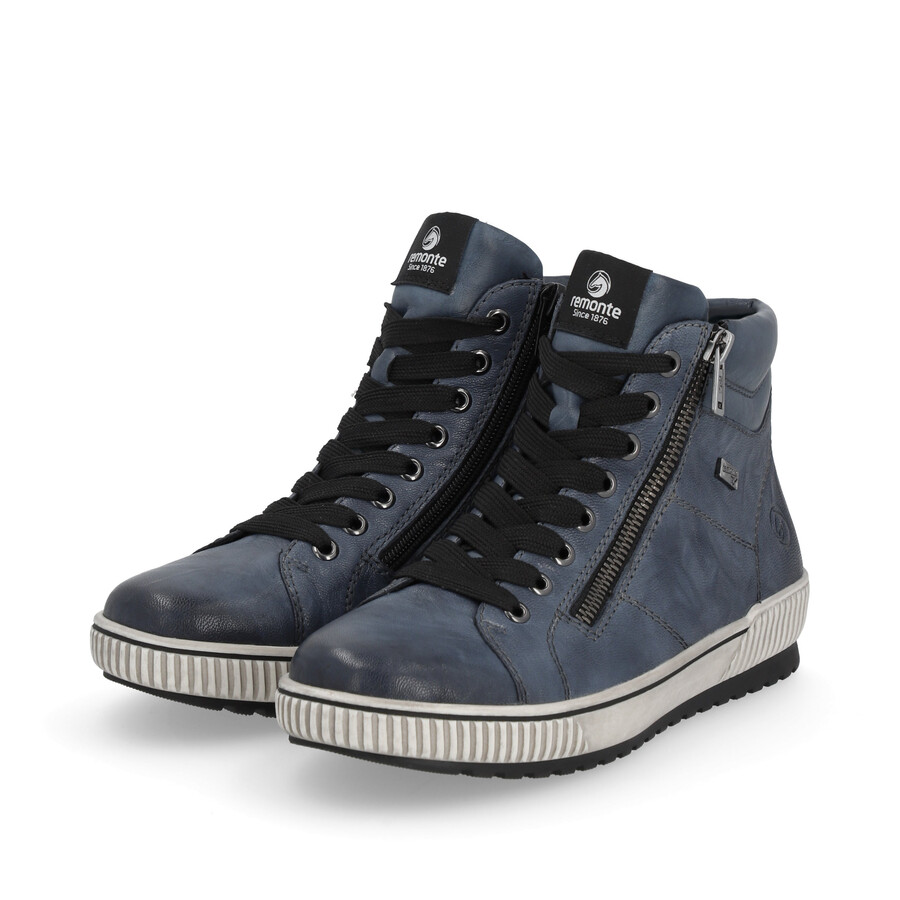botas azules con cremallera para mujer remonte d0772-14