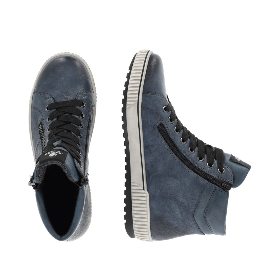 botas azules con cremallera para mujer remonte d0772-14