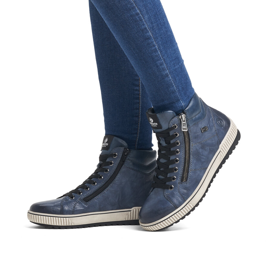 botas azules con cremallera para mujer remonte d0772-14