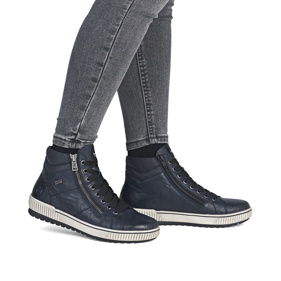 botas azules con cremallera para mujer remonte d0772-15