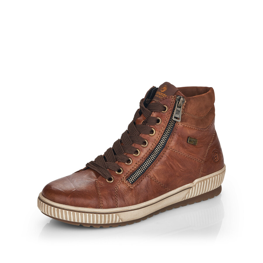 botas marrones con cremallera para mujer remonte d0772-22
