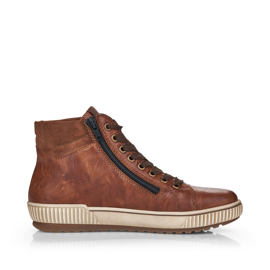 botas marrones con cremallera para mujer remonte d0772-22