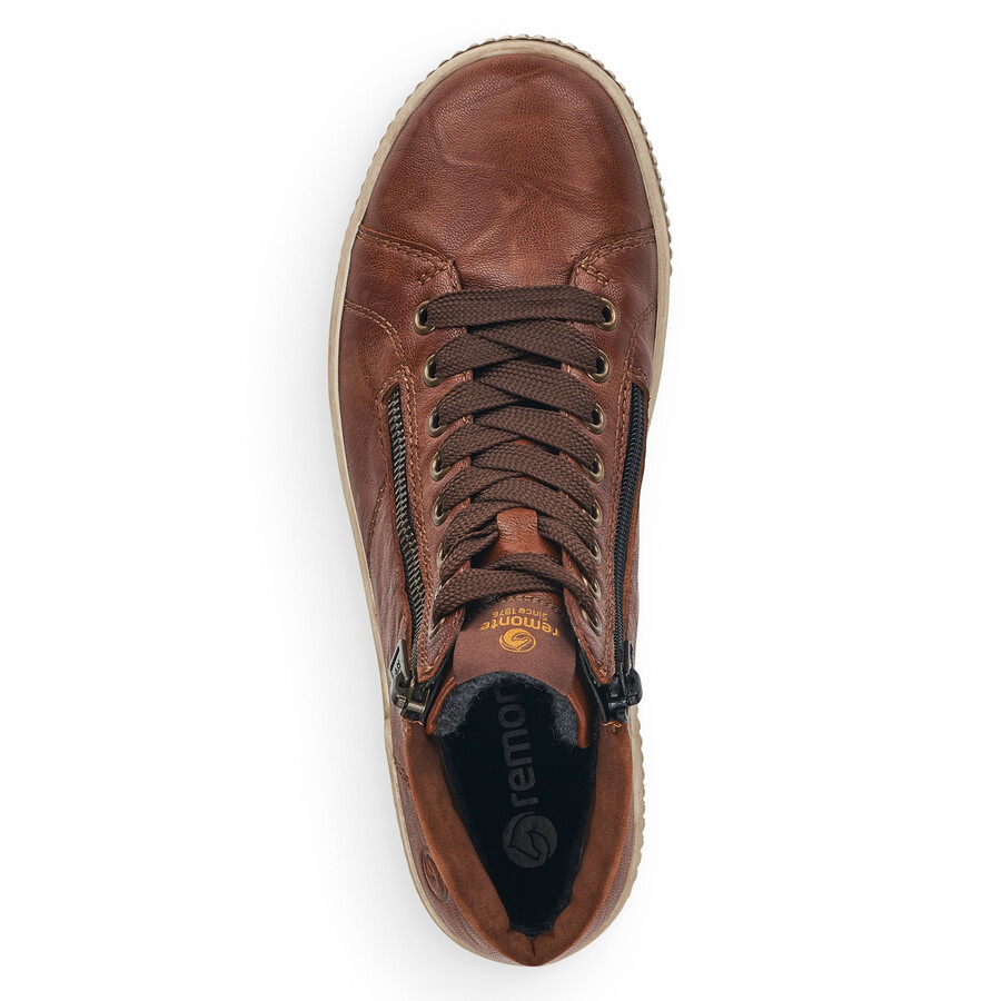 botas marrones con cremallera para mujer remonte d0772-22