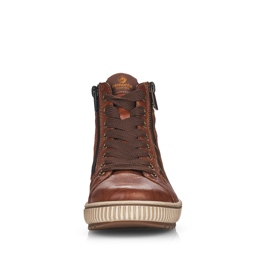 botas marrones con cremallera para mujer remonte d0772-22
