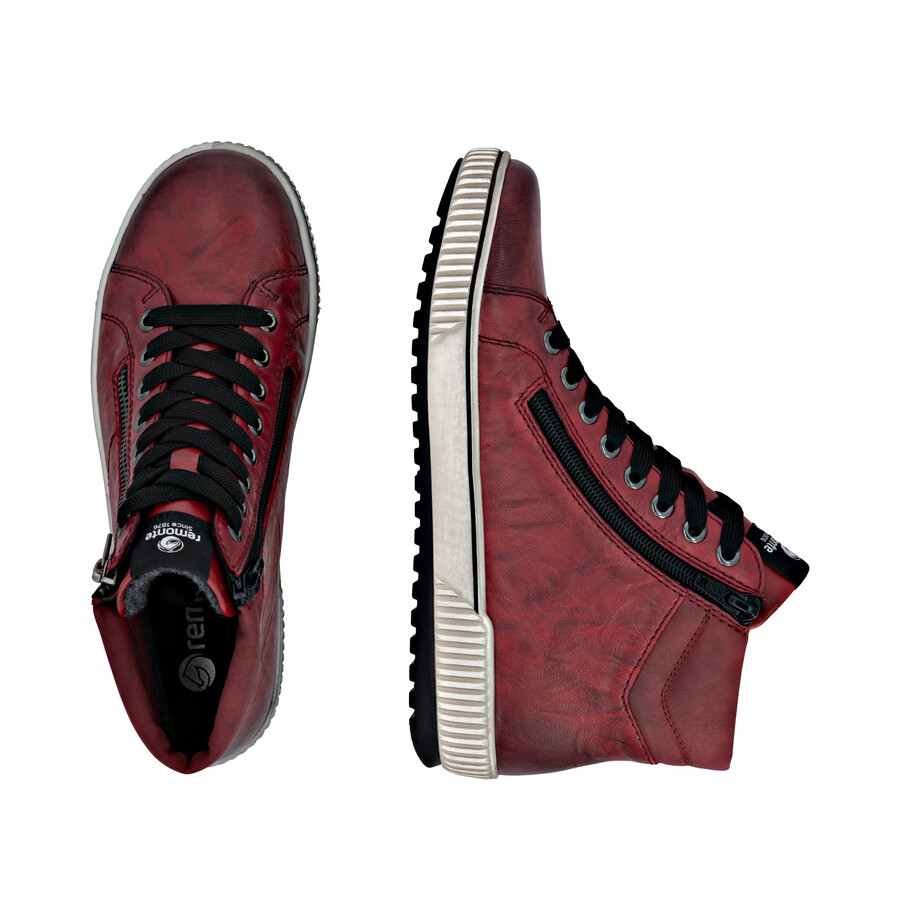 botas rojas con cremallera para mujer remonte d0772-36