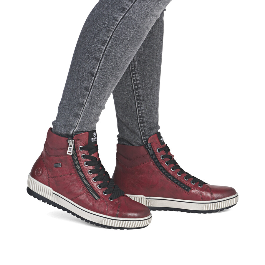 botas rojas con cremallera para mujer remonte d0772-36