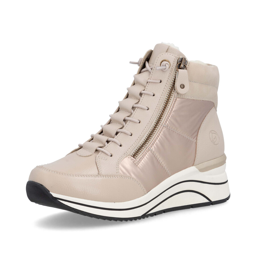 botas beige con cremallera para mujer remonte d0t72-60