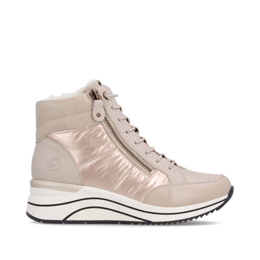 botas beige con cremallera para mujer remonte d0t72-60
