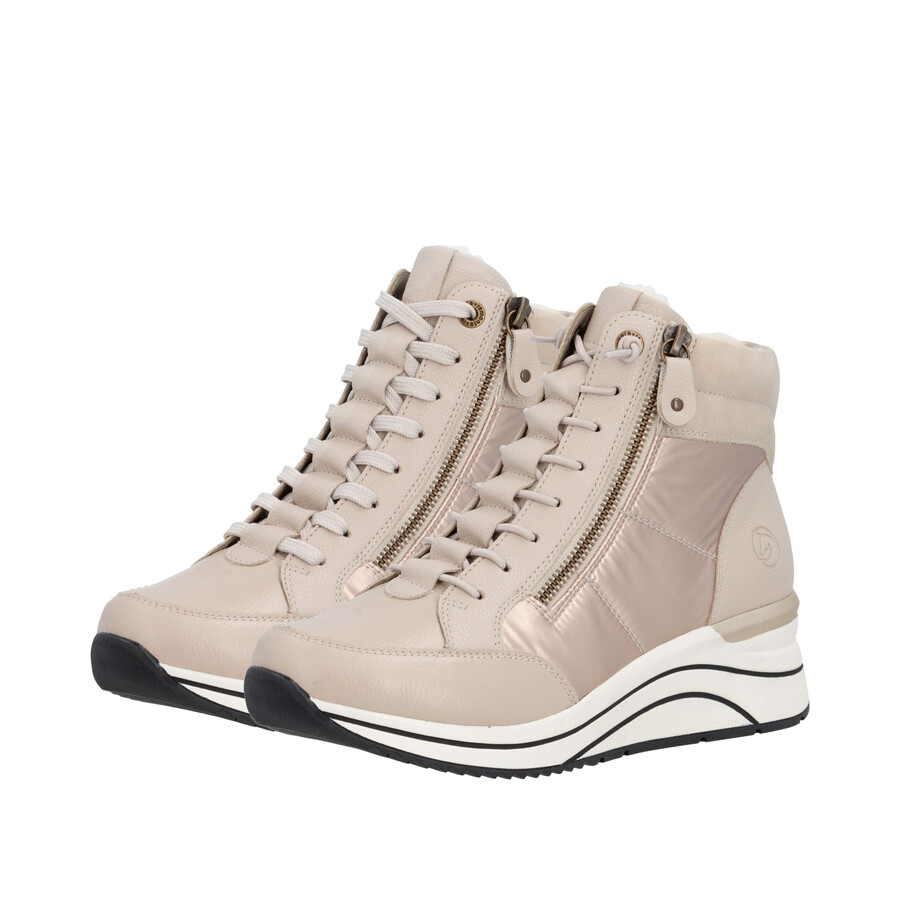 botas beige con cremallera para mujer remonte d0t72-60