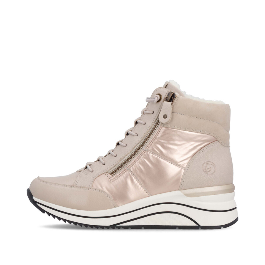 botas beige con cremallera para mujer remonte d0t72-60