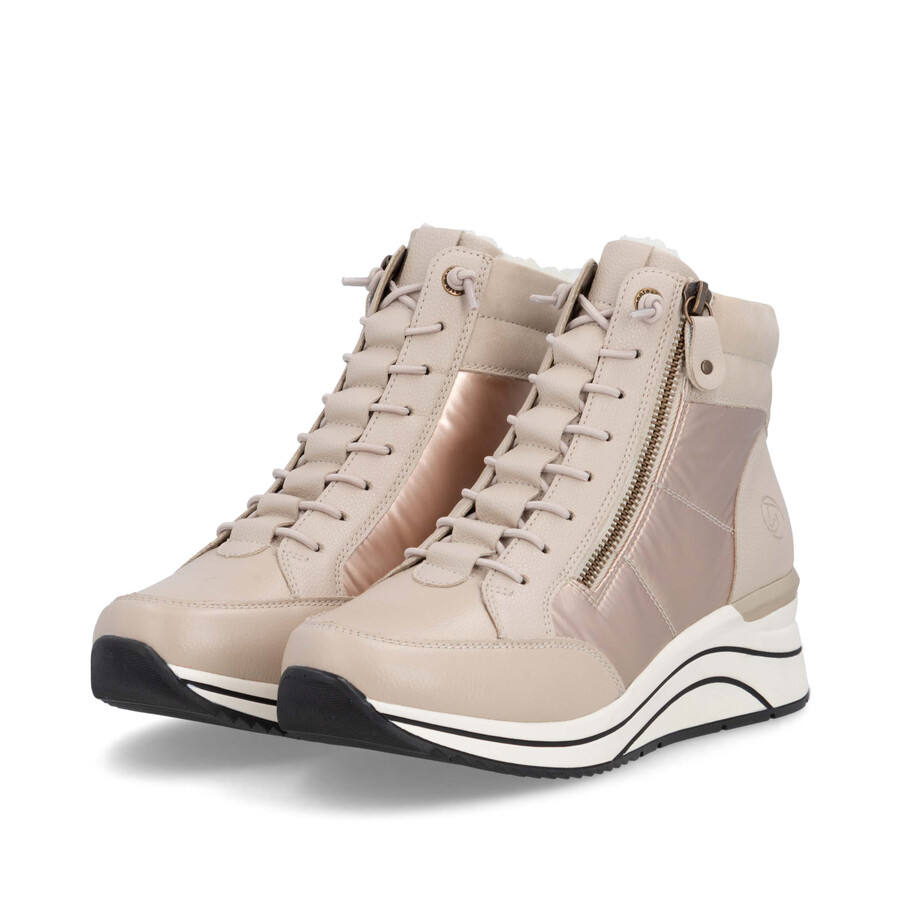 botas beige con cremallera para mujer remonte d0t72-60