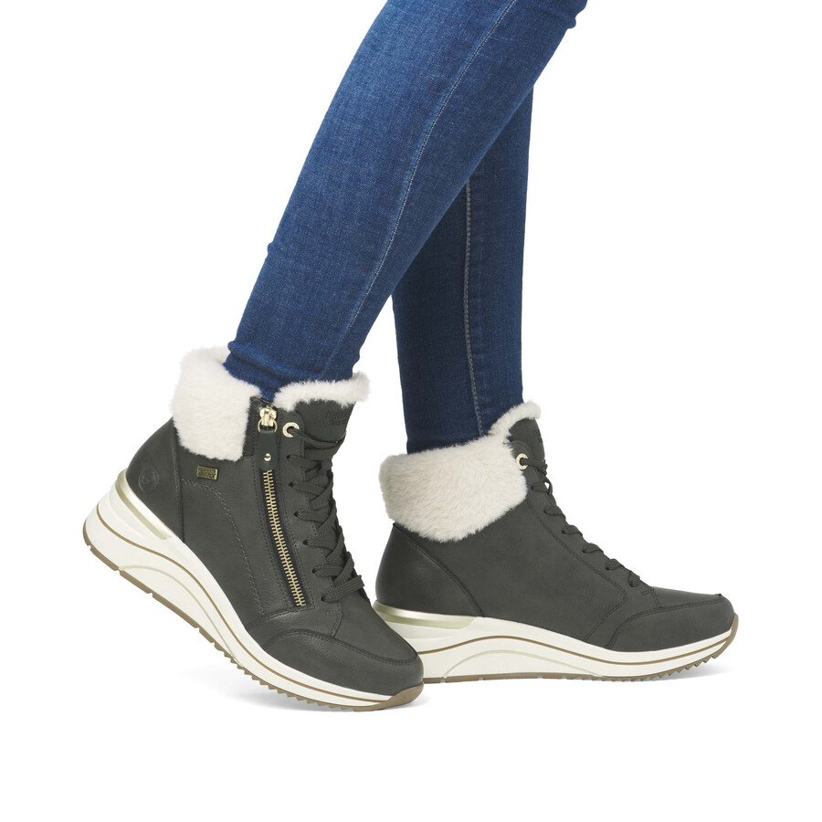 botas verdes con cremallera para mujer remonte d0t77-52