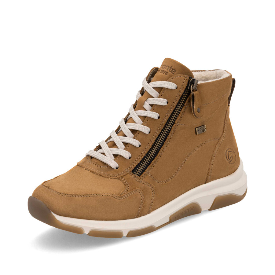 botas marrones con cremallera para mujer remonte d1s71-22