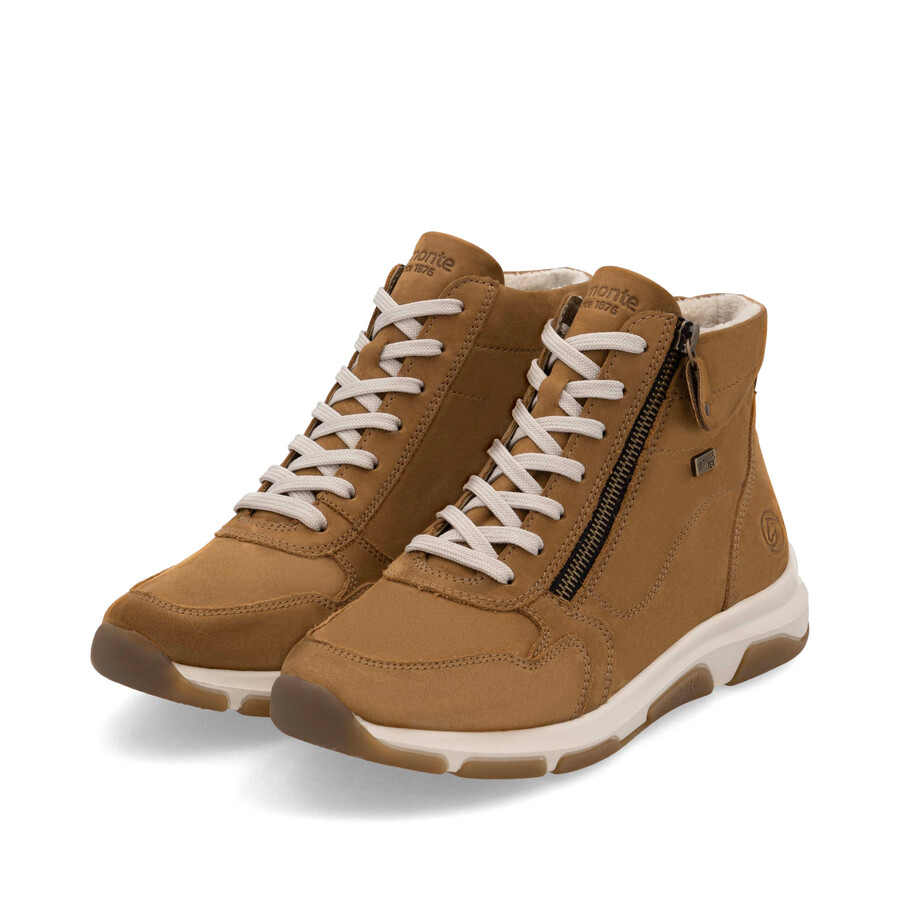 botas marrones con cremallera para mujer remonte d1s71-22