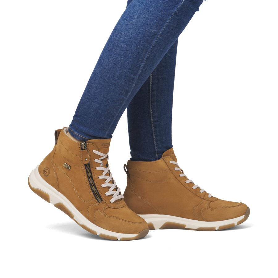 botas marrones con cremallera para mujer remonte d1s71-22