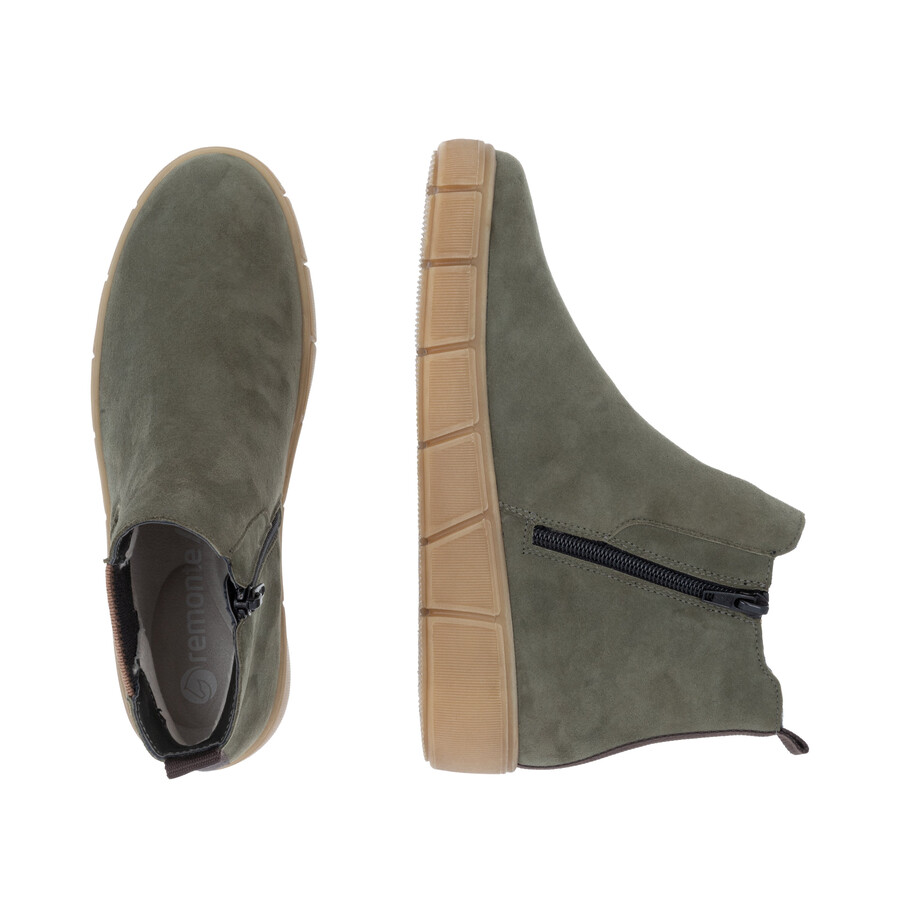 botas verdes con cremallera para mujer remonte d1t71-54