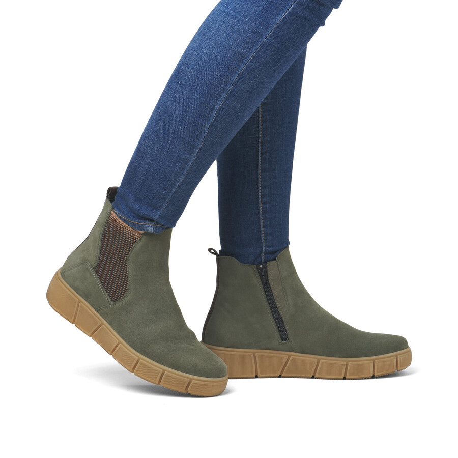 botas verdes con cremallera para mujer remonte d1t71-54