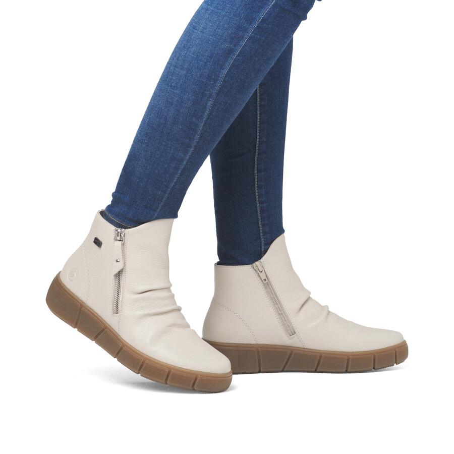 botas beige con cremallera para mujer remonte d1t73-60