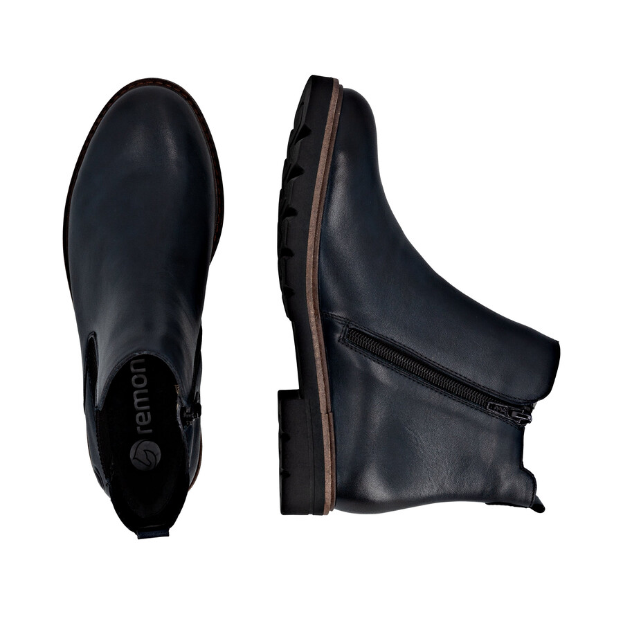 botas azules con cremallera para mujer remonte d2q70-14