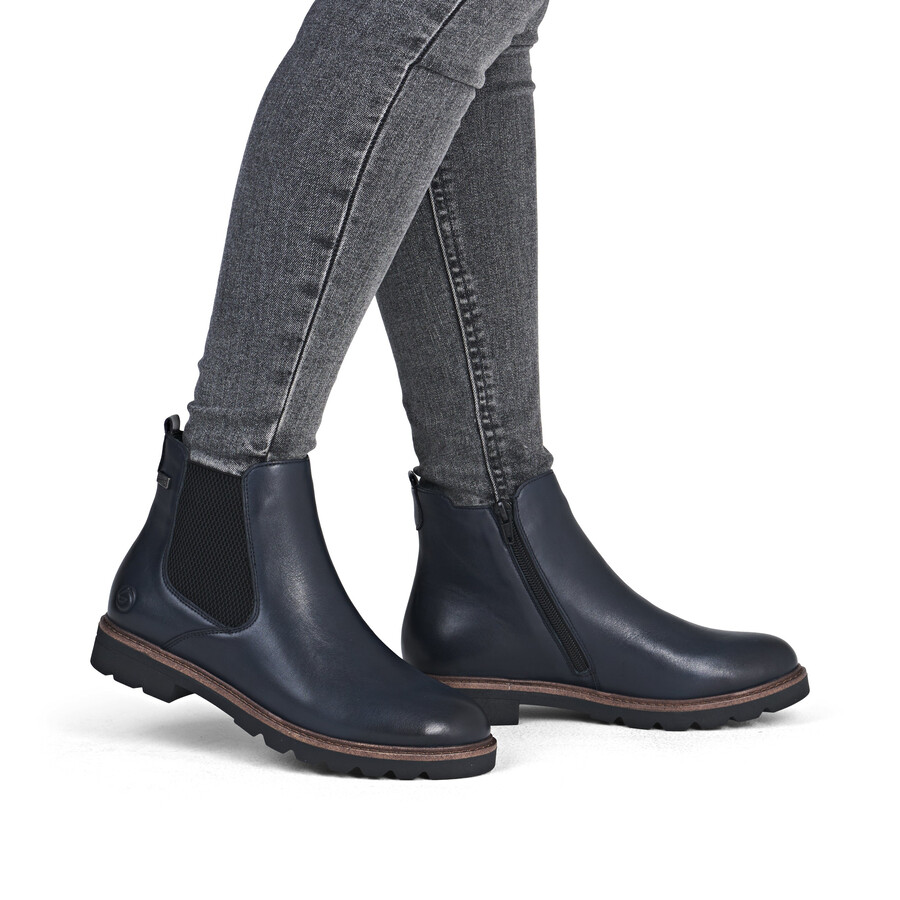 botas azules con cremallera para mujer remonte d2q70-14