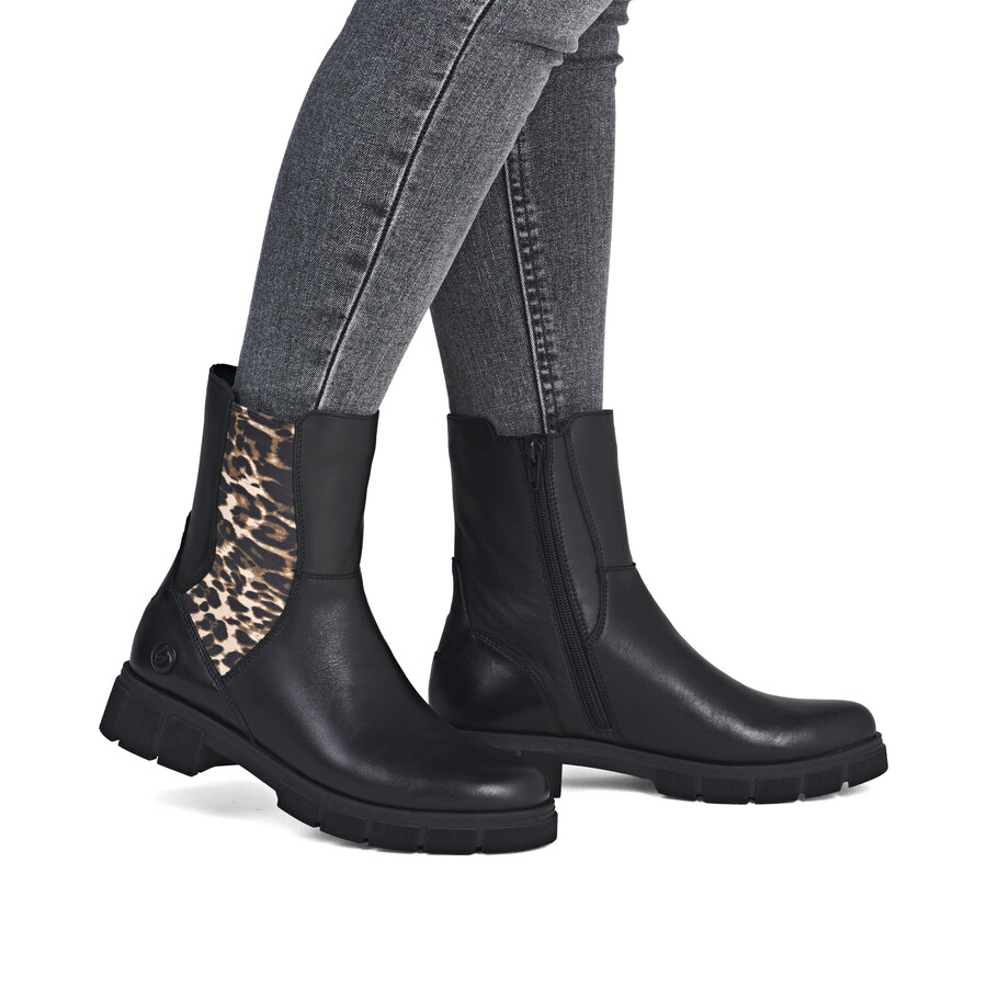 botas negras con cremallera para mujer remonte d2s70-03