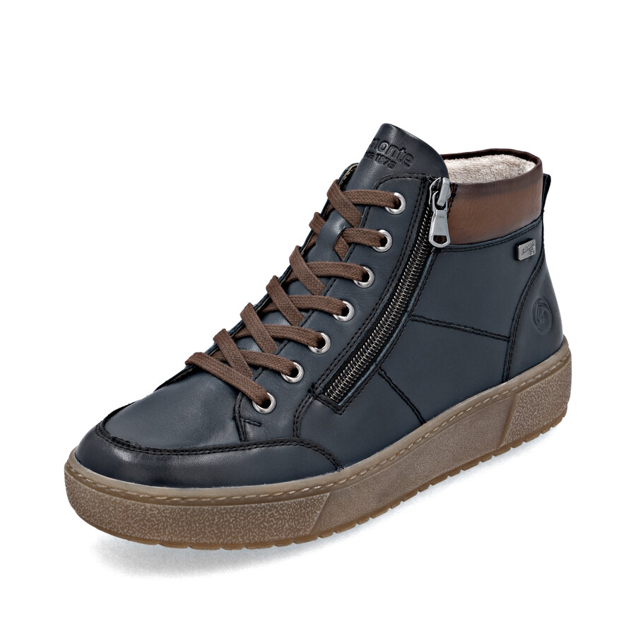 botas azules con cremallera para mujer remonte d2t70-14