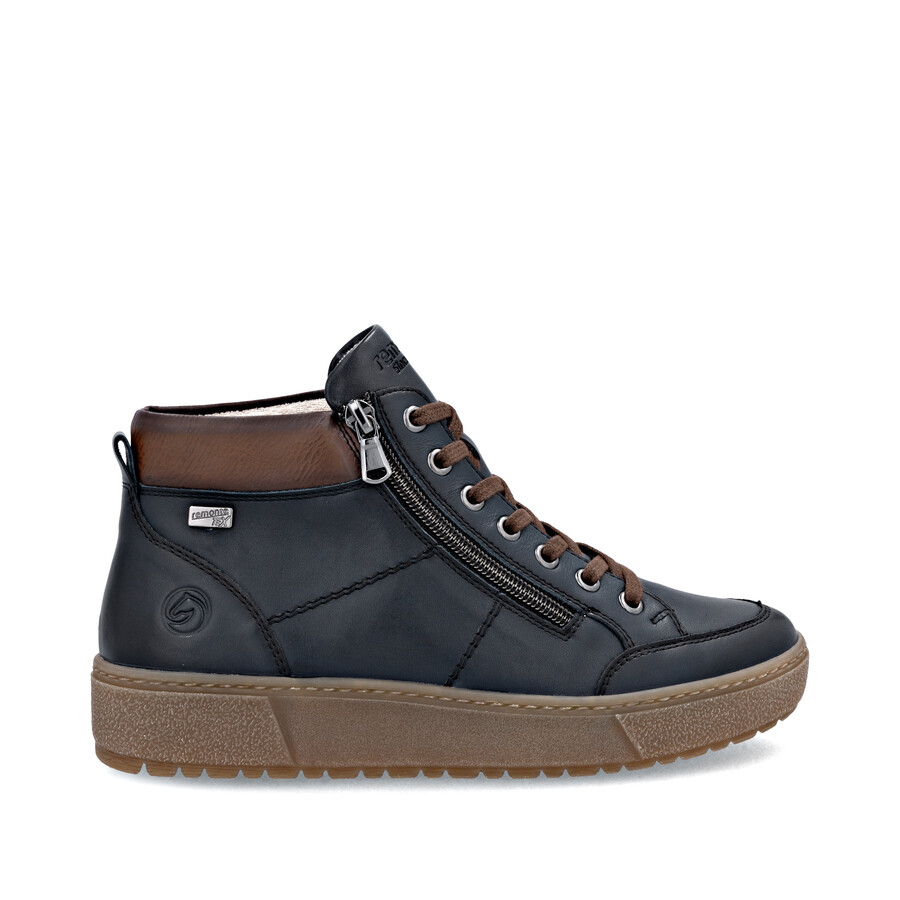 botas azules con cremallera para mujer remonte d2t70-14