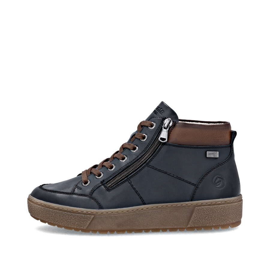 botas azules con cremallera para mujer remonte d2t70-14