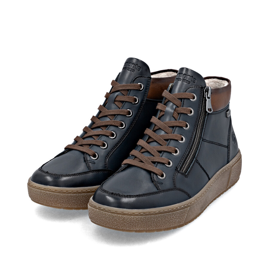 botas azules con cremallera para mujer remonte d2t70-14