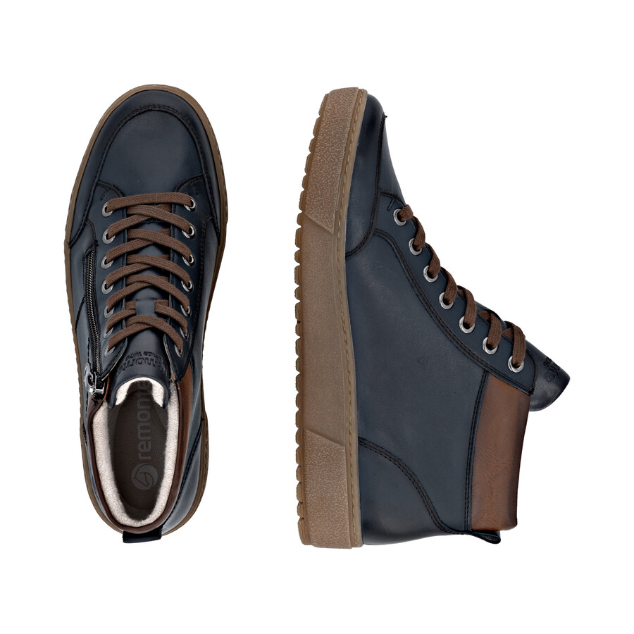 botas azules con cremallera para mujer remonte d2t70-14