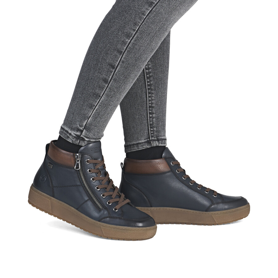 botas azules con cremallera para mujer remonte d2t70-14