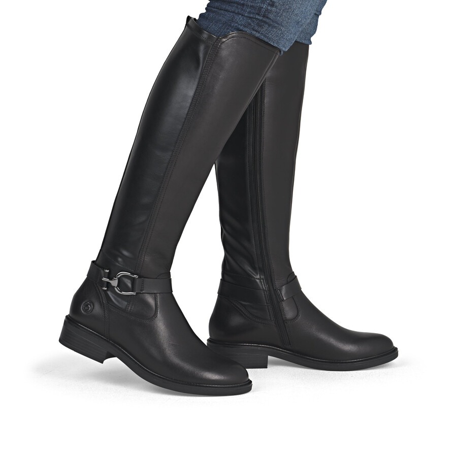 botas negras con cremallera para mujer remonte d2w77-00