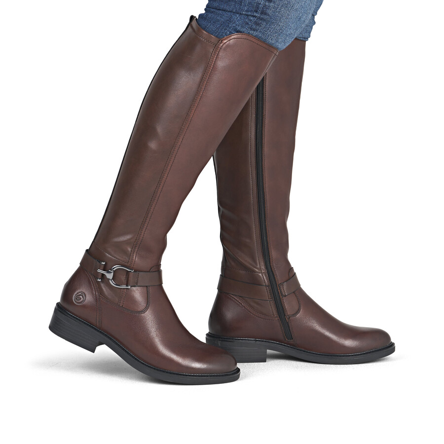 botas marrones con cremallera para mujer remonte d2w77-25