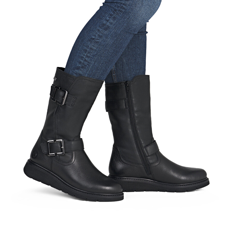 botas negras con cremallera para mujer remonte d3980-00
