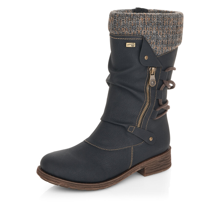 botas negras con cremallera para mujer remonte d8070-01