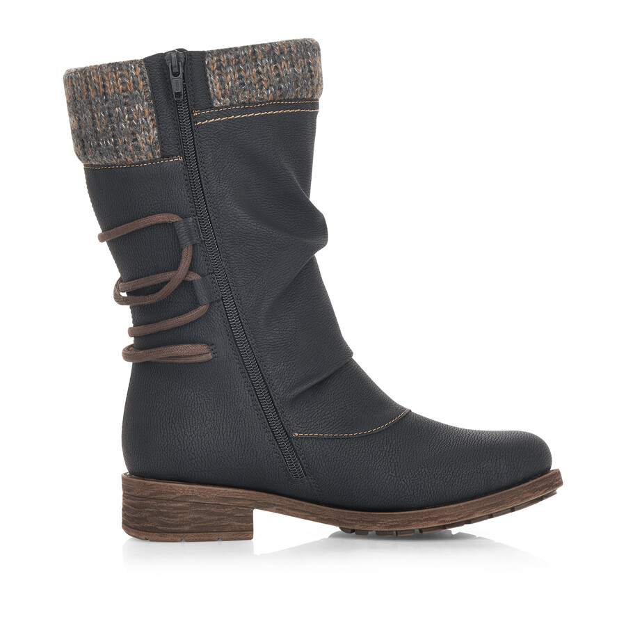 botas negras con cremallera para mujer remonte d8070-01
