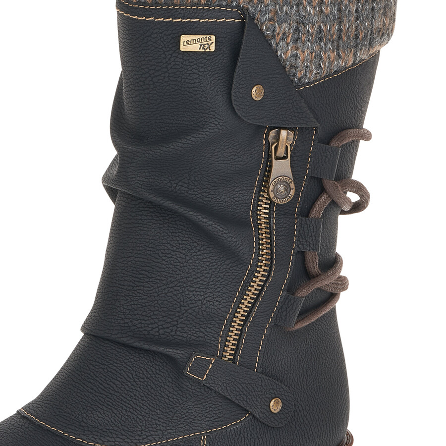 botas negras con cremallera para mujer remonte d8070-01