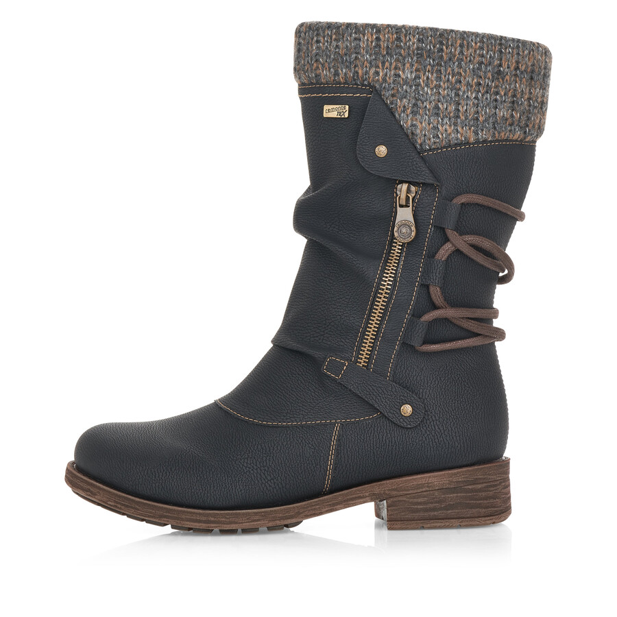 botas negras con cremallera para mujer remonte d8070-01