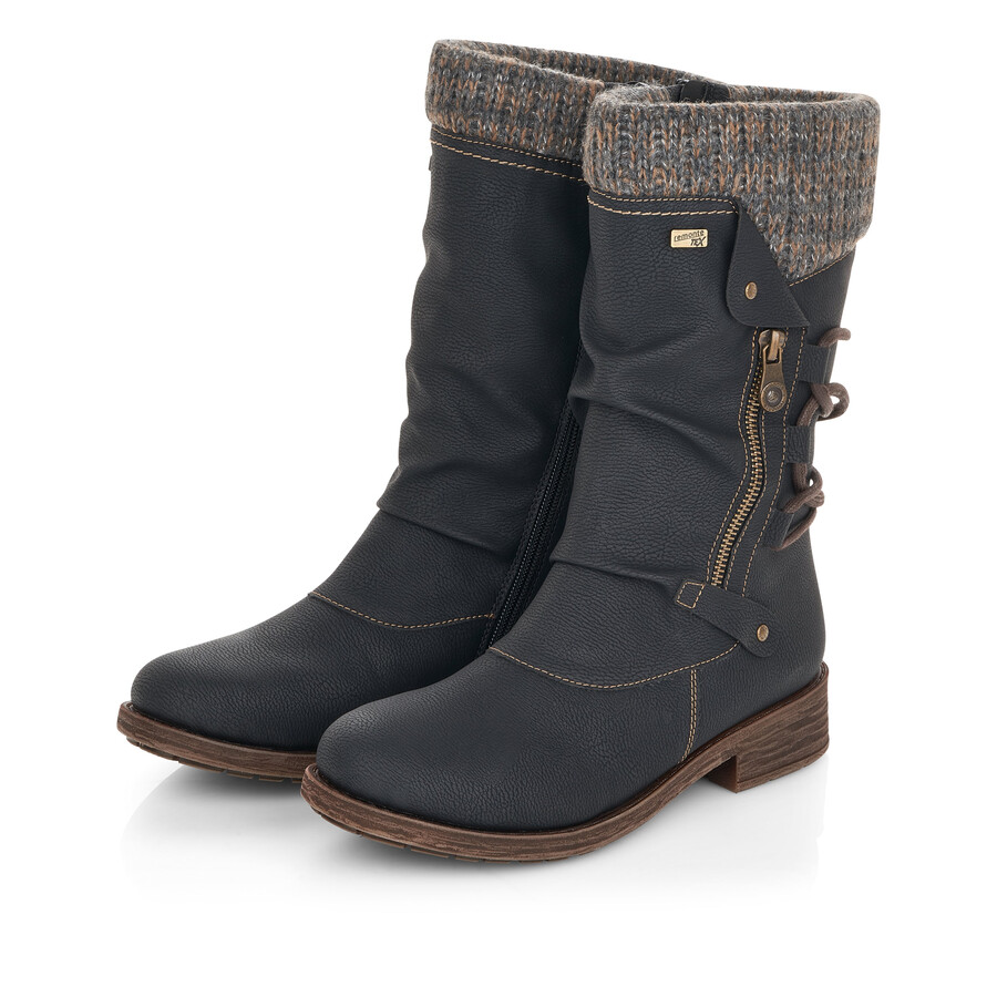 botas negras con cremallera para mujer remonte d8070-01