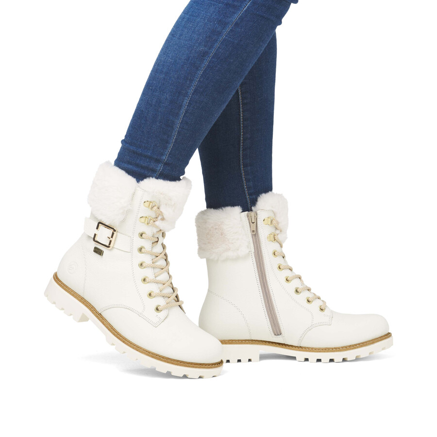 botas blancas con cremallera para mujer remonte d8481-80