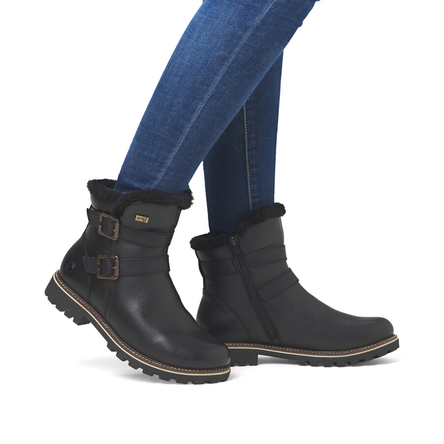 botas negras con cremallera para mujer remonte d8484-00