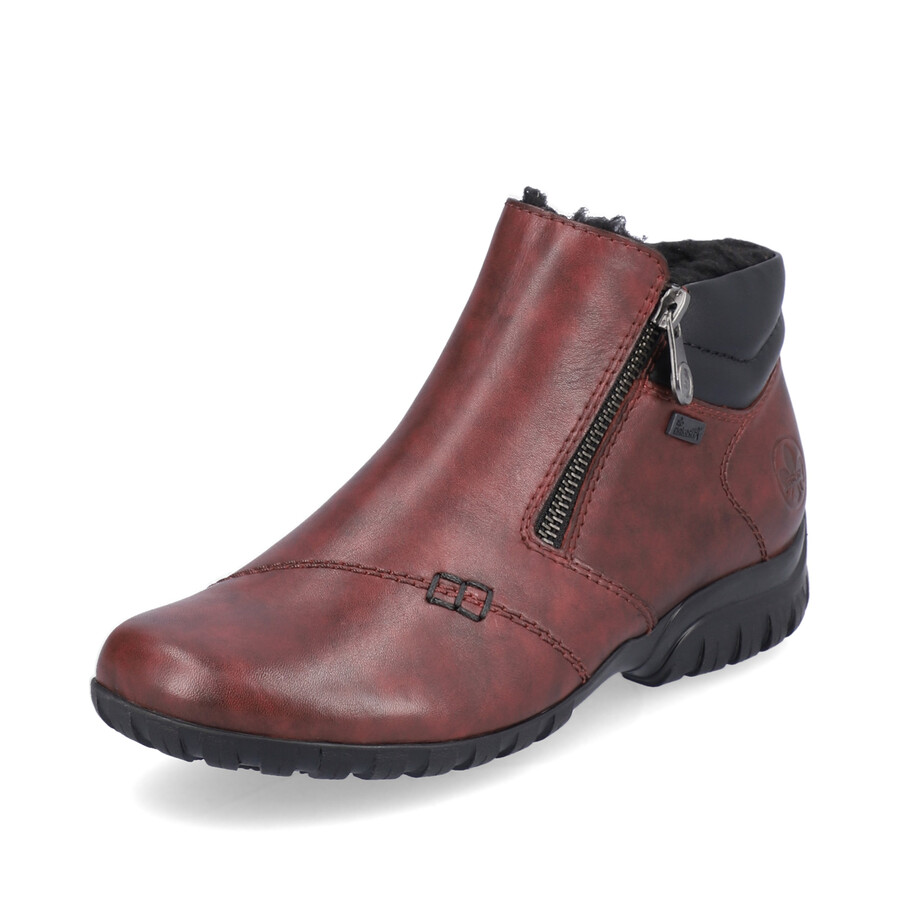 botas rojas con cremallera para mujer rieker l4655-35