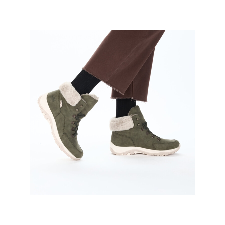 botas elásticas verdes para mujer rieker m9610-54