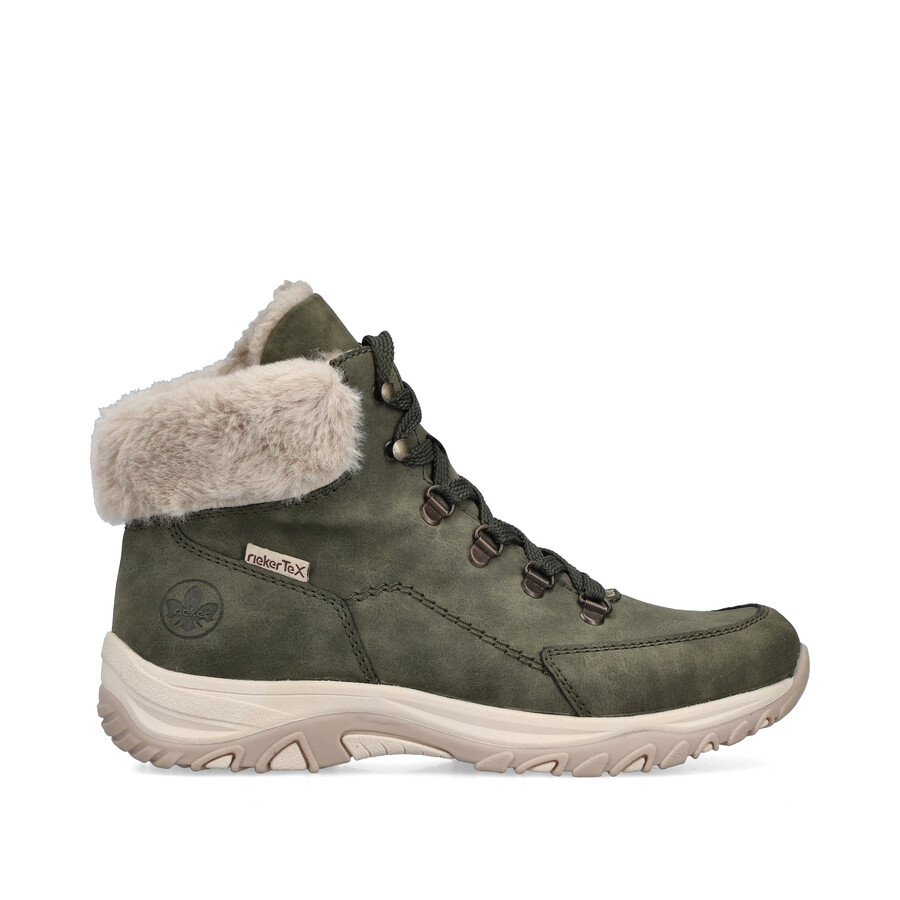 botas elásticas verdes para mujer rieker m9610-54