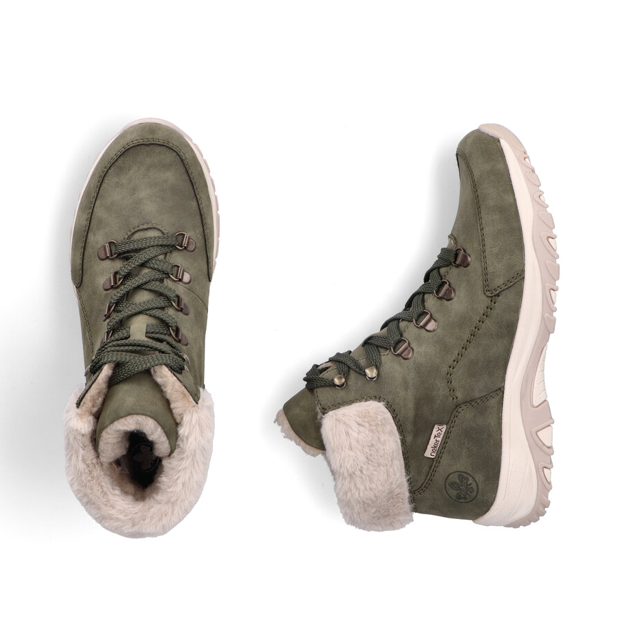 botas elásticas verdes para mujer rieker m9610-54