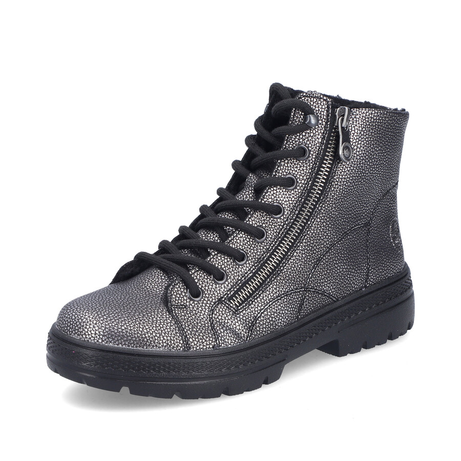 botas con cremallera plateadasplatinas para mujer rieker n0031-90