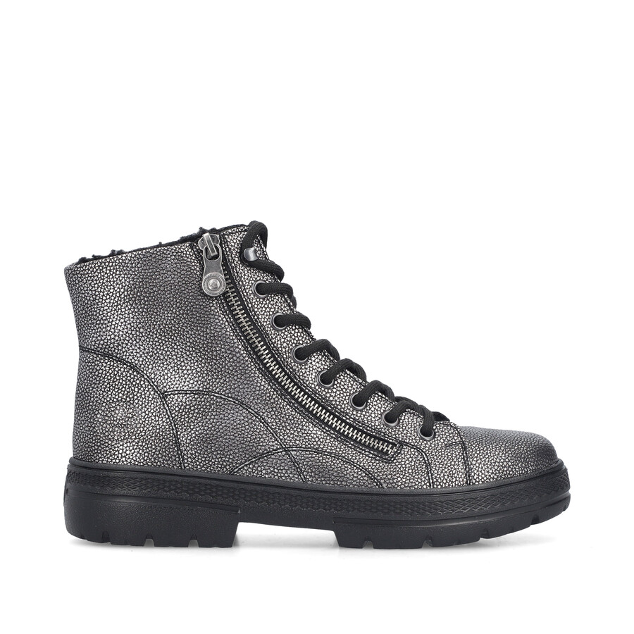 botas con cremallera plateadasplatinas para mujer rieker n0031-90
