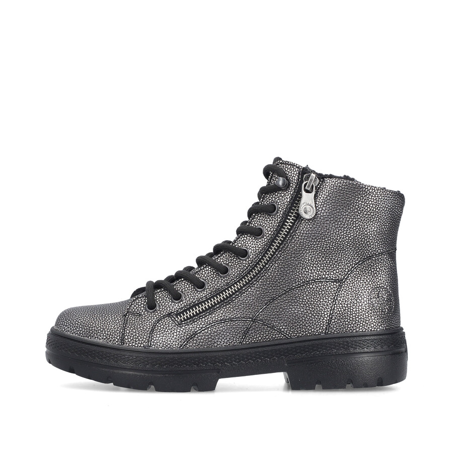 botas con cremallera plateadasplatinas para mujer rieker n0031-90