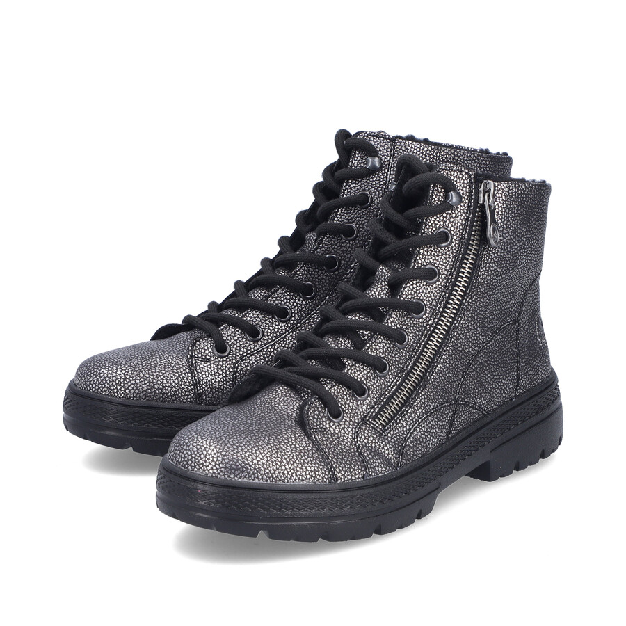 botas con cremallera plateadasplatinas para mujer rieker n0031-90