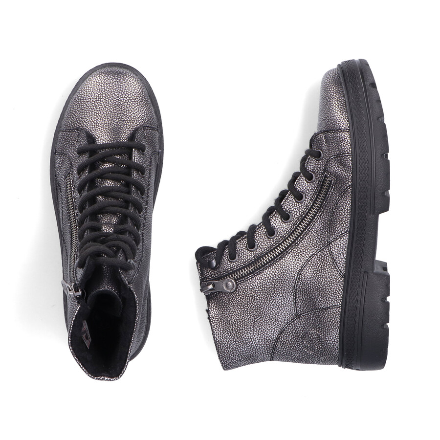 botas con cremallera plateadasplatinas para mujer rieker n0031-90